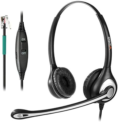 Wantek Corded Telephone Headset Dual w/Noise Canceling Mic for AVAYA Aastra Allworx Adtran Alcatel Lucent AltiGen Comdial Digium Gigaset InterTel Mitel Plantronics MiVoice Landline Deskphones(F602S1)