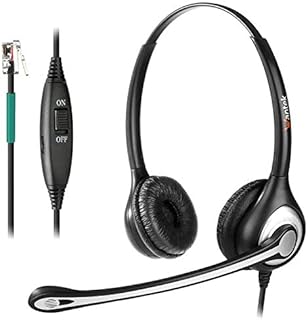 Wantek Corded Telephone Headset Dual w/Noise Canceling Mic for AVAYA Aastra Allworx Adtran Alcatel Lucent AltiGen Comdial Digium Gigaset InterTel Mitel Plantronics MiVoice Landline Deskphones(F602S1)