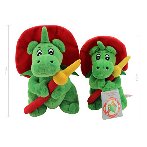Sweety Toys 11025 Drache XL GRISU 20 cm mit Feuerwehrschlauch Feuerwehr Maskottchen Plüsch ca. 20 cm