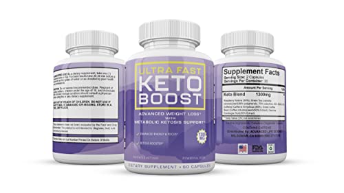 (Official) Ultra Fast Keto Boost, Advanced Ketogenic Pill Shark Formula 1300Mg, Made In The Usa, (2 Bottle Pack), 60 Day Supply Tank #TOP3