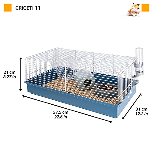 Ferplast CRICETI 11 Large Hamster Cage - Fully Equipped, Spacious Interactive Habitat, Exercise Wheel & Accessories Included - Easy Clean, 57.5x31xh21 cm - Blue - Image 2