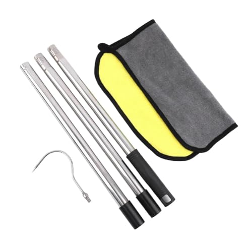 NbgrvB Kit de gancho limpiador de piscina de acero inoxidable con varillas extensibles de 1,2 m o 1,6 m, fácil acceso, incluye toalla cuadrada y múltiples ganchos, gancho de 1,2 m 4