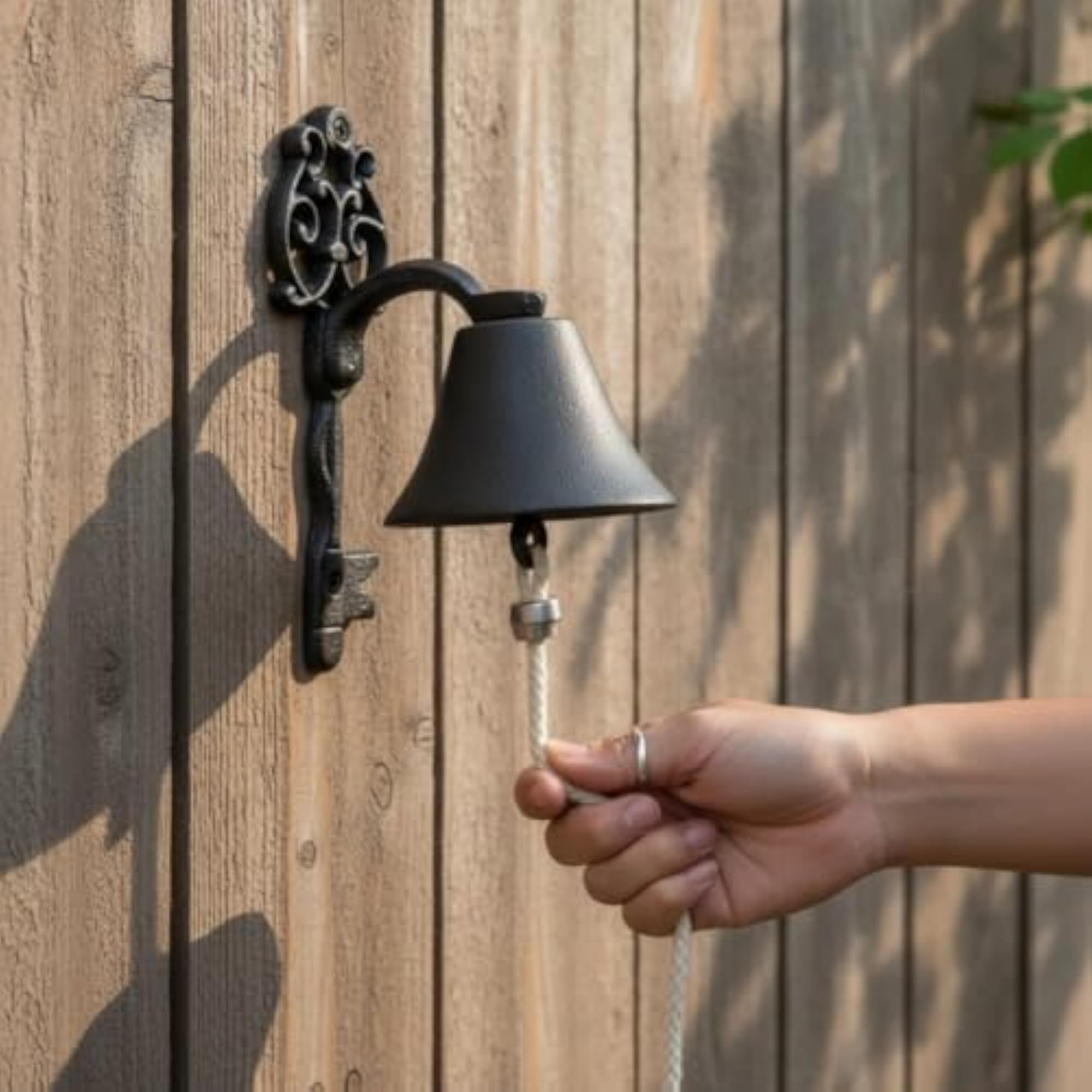 Rustic Wall-Mounted Bell with Pull Rope