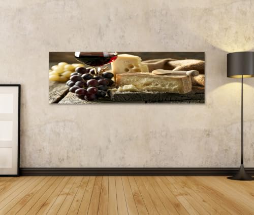 Nature morte vin et fromage : tableau panoramique de qualité
