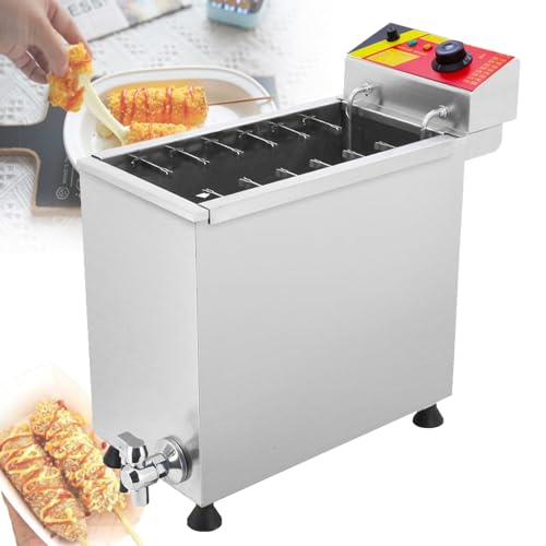 Freidora para perros de maíz, 12 ganchos, máquina para hacer palitos para perros calientes con queso comercial, freidoras eléctricas con temperatura ajustable, para cocina, restaurante, snack