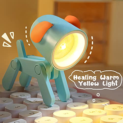Mini Nachtlicht, 6 Stück Cute Led Hund Nachtlicht, Kreative Cartoon Haustier Hund Faltbare Kleine Tischlampe mit Batterie und Handyhalterung, Augenpflegende Lampe, Tragbar Verstellbares Nachtlicht