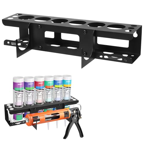 Qivine Soporte para Botellas de Aerosol, Estanteria Metalica Almacenaje de Montado, Almacenamiento de Organizador Herramientas Pared con 6 Orificios (2)