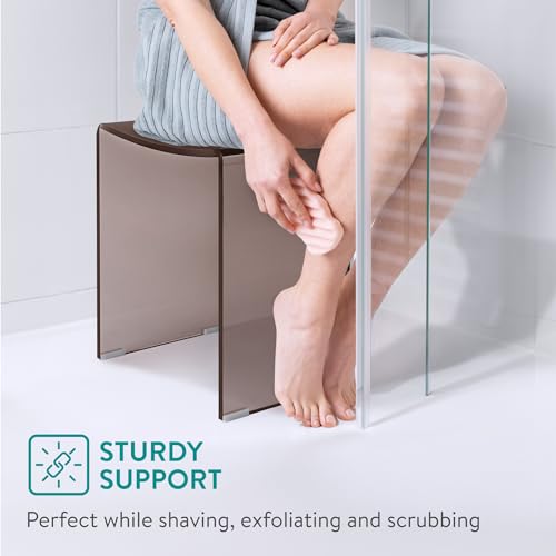 Navaris Taburete de baño antideslizante - Asiento impermeable multiuso para ducha cocina salón - Banqueta elegante gris de 43,5 x 37 x 28 cm - imagen 5