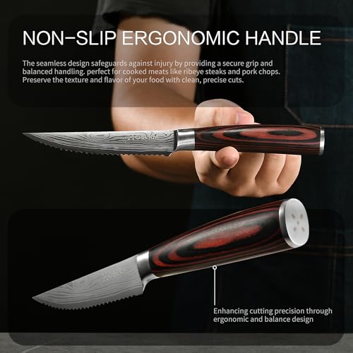 OSERM Steak Knife Set | Gift-Ready 6-Piece Kitchen Steak Knife Set with Orange Box — Serrated Edges for Clean Slices — Perfect for Couples, Dinner Parties, Holiday & Wedding Gifts by OSERM - Used condition - Image 8