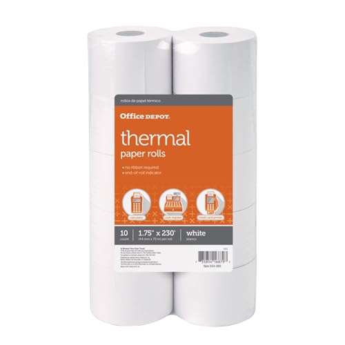 Papier thermique Office Depot rouleau haute densité 1 3/4in x 230 ft à impression nette