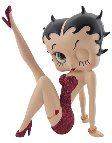 Middle-England Betty Boop Figurine de collection Jambe levée avec robe pailletée rouge 17 cm