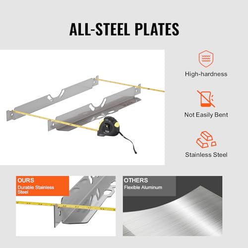 Image of VEVOR Wheel Alignment Tool, 2-Pack Toe Alignment Toe Plates, Stainless Steel Wheel Alignment Tool Plate, Toe Angle Accurate Measurement, Includes 2 Measuring Tapes & Conversion Chart