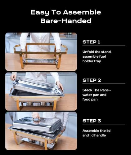 Zilode CFD01 Chafing Dishes For Buffet 4 Pack, 8Qt [Elegant Gold And Silver Colors] Stainless Steel Chafing Dish Buffet Set [Sturdy And High Grade] Chafers And Buffet Warmers Sets thumb #5