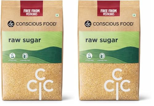 Image of Conscious Food Natural Raw Sugar | Unrefined & Unprocessed Raw Sugar | Value Pack | Raw Sugar - 1kg (Pack of 2)