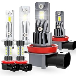 AUIMSOCO Replacement Bulbs for Ford C-max 2013-2018, High Low Beam Bulbs, Fog Light, 6500K Cool White, Flicker-Free, 50000 Hours Lifespan, Plug and Play, 6 PCS