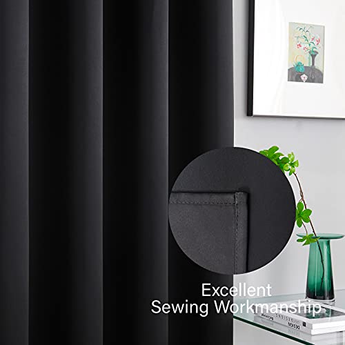 Bersway 99% Blackout Curtains & Drapes Panels 96 Inches Darkening Curtains Thermal Insulated Curtain For Bedroom-Black 96 Inches Long Grommet Window Curtain 2 Panels Set,W 52" X L 96" #TOP6