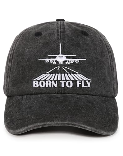 InnoBeta Pilot Gifts Cap for Men Women - Adjustable Vintage Washed Cotton Embroidered Hat - Aviation Gift for Aviator (S-L)