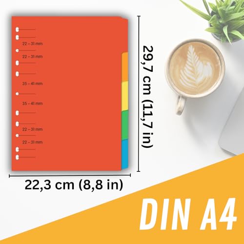 perfect line Zakładki do Segregatora DIN-A4, 5-elementowy Zestaw Zakładek do Segregatora 5 Szt, Kartonowe Przekładki, Separatory do Segregatora