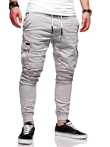 Mens Cargo Pants Casual Workout Drawstring Cotton Chino Sweatpants Athletic Loose Fit Multi Pocket Outdoor Trousers2