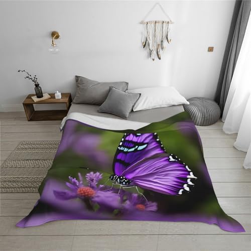 Couverture pour canape et lit lavable plaid doux papillon violet - 6