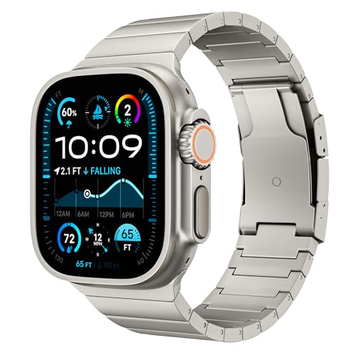 Bracelet en titane pour Apple Watch 49/46/45/44/42mm : maillons métalliques gris sidéral