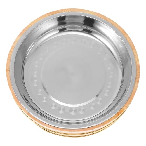 OSALADI Bol à Sushi en Bois Naturel 23 Cm, Assiette INOX pour Bibimbap Et Homard, Seau à Riz pour Restaurant, Vaisselle Spéciale Sushi, Service Et Conservation Repas