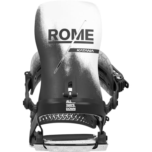 Rome Katana AW Men's Snowboard Bindings, Black/White, M/L