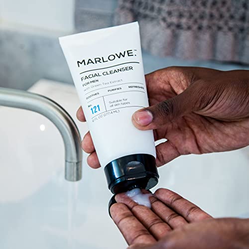 Marlowe. No. 121 Facial Cleanser For Men 6Oz | Daily Face Wash With Natural Extracts & Antioxidants | Soothes, Purifies, Refreshes | Thick Lather, No More Dry #TOP4