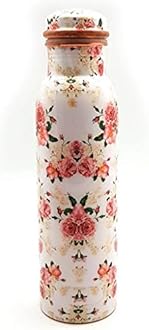 OSNICA Traveller's Copper Water Bottle 100% Pure Copper Water Bottle Joint Free Leak Proof -Ayurveda Health Benefits Copper Stylish Bottle 900 ML (Design 06)