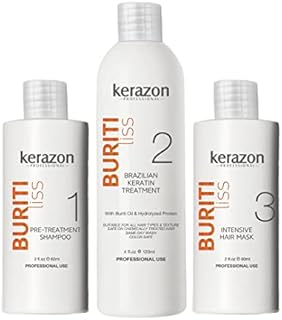 Clarifying Shampoo with Brazilian Keratin Treatment and Intensive Hair Mask KIT Tratamiento de Keratina Alisado 120ml. Packaging may vary.