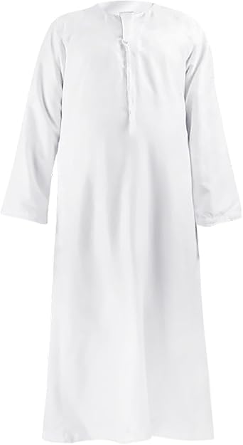 Boys Abaya Kaftan White Kids Thobe Muslim Prayer Clothes Dress Long Sleeve Kids Robe Thobe