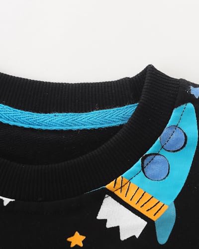 Irsutey Toddler Boys Cartoon Sweatshirts Crewneck Long Sleeve Pullover Cotton Cute Graphic Universe Sweatshirts Tops4