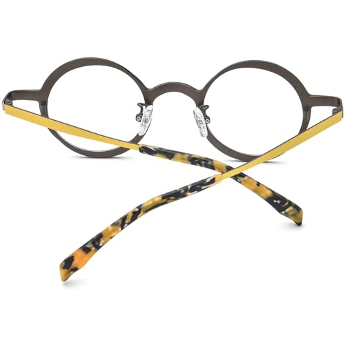 Image of FONEX Colorful Pure Titanium Glasses Frame Women Retro Round Eyeglasses