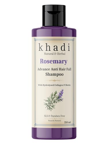 Image of Khadi Advance Anti Hair Fall Shampoo with Rosemary, Hydrolysed Collagen & Biotin | Khadi Natural Shampoo for Women & Men | Sulfate, SLS & Paraben Free 210 ml