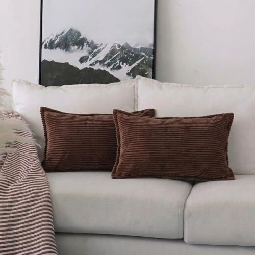 Image of RD TREND Corduroy Self Stripe 250 GSM Rectangular 18x 28 Inches Cushion Covers Set of 2 | Throw Pillow Covers for Sofa, Bed & Living Room | Perfect for Home Decor Coffee