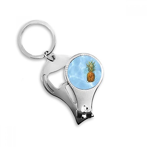 Fresh Pineapple Tropical Fruit Picture Nail Nipper Ring Key Chain Bottle Opener Clipper