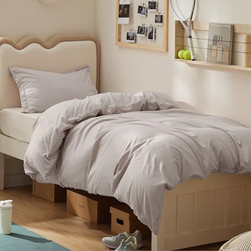 Image of Bedsure Twin /Twin XL Duvet Cover, Soft Double Brushed Bedding Set, Taupe | For Kids & Adults, 68 inchx90 inch Comforter Cover, Hotel Luxury, All Season, Breathable, Easy Care, Lightweight, Zipper Closure