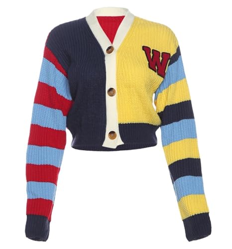 ksotutm Cardigan Sweaters for Women Cropped Knit Sweaters Colorful Short Button Coat Fall Sweaters