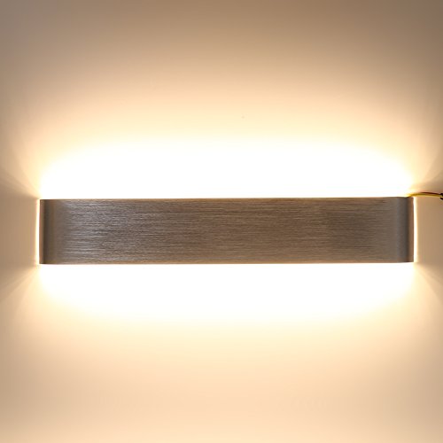 Moderna lámpara de pared LED de 12 W/18 W, 2700 K-6500 K, lámpara de pared interior de yeso de arriba a abajo, para dormitorio, pasillo, escaleras, cuarto de baño (18 W, 48 cm, blanco cálido)