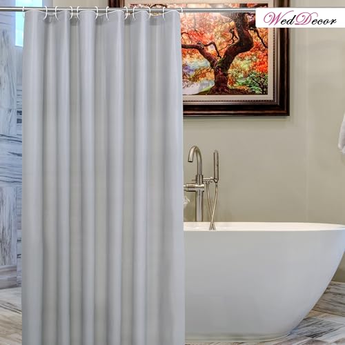 WedDecor Shower Curtains Mould Proof Resistant, Waterproof PEVA Shower Curtain Heavy Duty Bathroom Curtains, With 12 White Plastic Hooks, 180cm x 180cm, Grey - Cosy Home Interiors WedDecor Shower Curtains Mould Proof Resistant, Waterproof PEVA Shower Curtain Heavy Duty Bathroom Curtains, With 12 White Plastic Hooks, 180cm x 180cm, Grey - Image 8