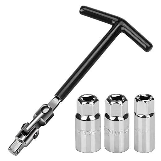sukudon Jeu de 5 clés à bougie d'allumage 16/18/21 mm, clé à bougie universelle pour voiture et moto, extracteur de bougies d'allumage, jeu de clés à bougie d'allumage