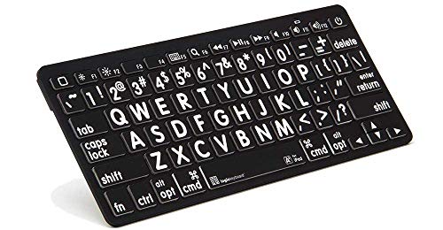 LogicKeyboard Large Print White Characters on Black Keys Bluetooth Mini Keyboard for iPad and iPhone - Tablet not Included #LK-KB-LPWB-BTON - Black