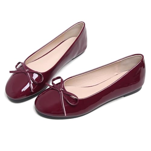 Image of TN TANGNEST Women's Velvet Flats Round Toe Ballet Shoes | Elegant Bowknot Flats Comfortable Casual Slip On Flats for Work