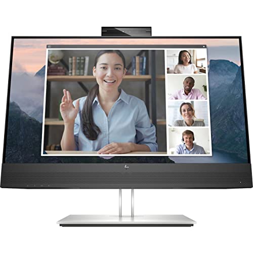 Image of HP E24mv G4 24 inch Class Webcam Full HD LCD Monitor - 16:9 - Black, Silver - 23.8 inch Viewable - in-Plane Switching (IPS) Technology - 1920 x 1080-250 Nit - 5 ms - 60 Hz Refresh Rate - Speakers - Tilt, Sw