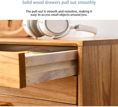 Multi-Functional Solid Wood Desktop Storage Cabinet, 3-Layer Drawer File Organizer, Sturdy & Durable, Ideal for Office/Study Organization (Wood Color)