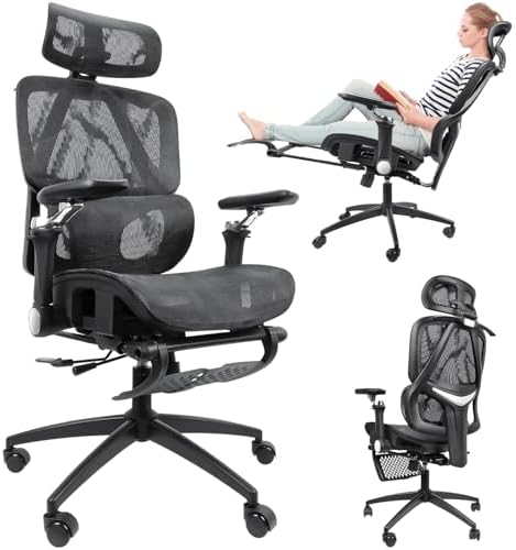 Hivento Cadeira de Escritório Ergonômica com Encosto Ajustável de...