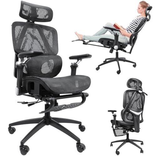 Hivento Cadeira de Escritório Ergonômica com Encosto Ajustável de...