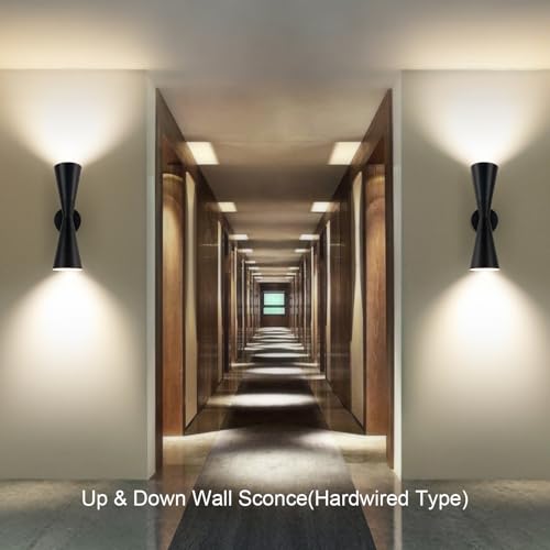 Image of Wall Sconce Bathroom Sconces Lighting, 15 inch Black Modern Sconces Up Down Lights Wall Decor Indoor Wall Light Fixtures for Living Room Hallway Staircase Bedroom Hardwired