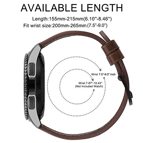 Ibazal 22Mm Gear S3 Frontier Classic Watchband Galaxy Watch 46Mm Genuine Leather Strap Compatible With Samsung Galaxy Watch 3 45Mm/Huawei Watch Gt/Gt 2/Pro/2E/Gt 3 46Mm Men-Coffee+Black Clasp #TOP7