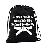 JYTAPP Bolsas de cordão para artes marciais Tae Kwon Do Present Black Belt Karate Jiu Jitsu Taekwondo Gym Drawstring Backpack, Preto, Small, Tendência